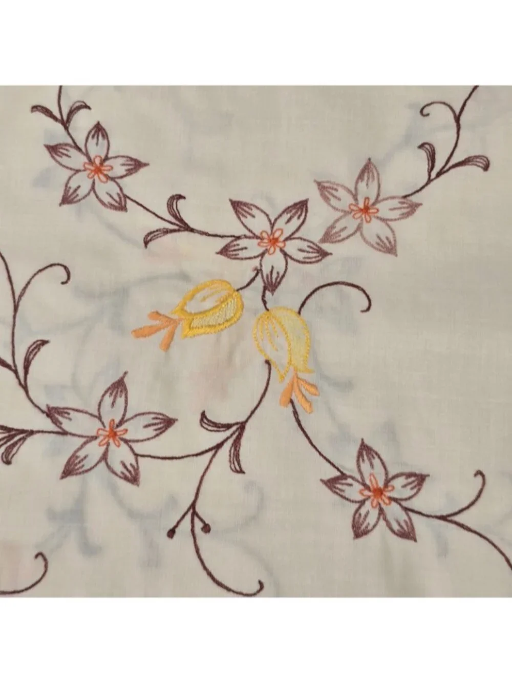 Vintage Hand Made Embroidered Tablecloth Napkins Set Floral 54